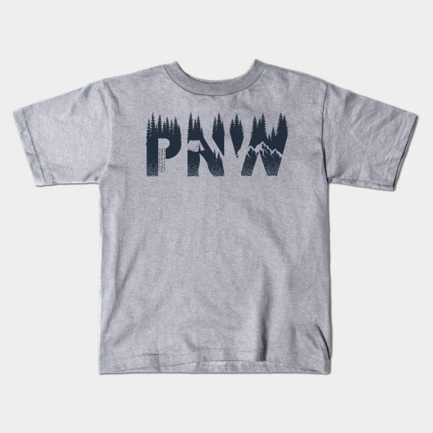 PNW Pacific Northwest Dark Blue Kids T-Shirt by Nova Studio Designs